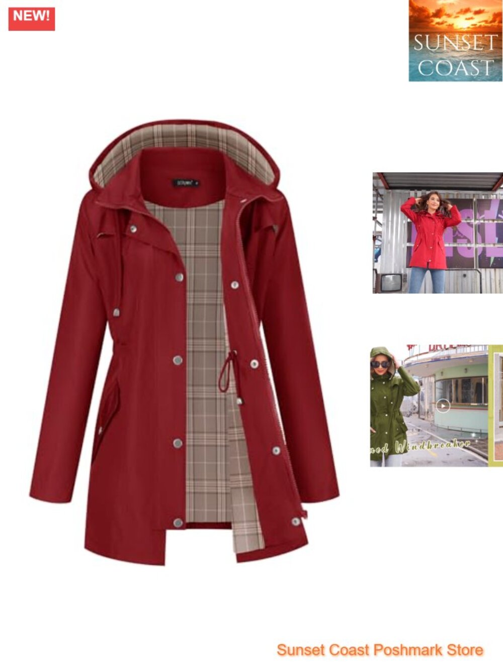 LOMON Women's Waterproof Hooded Raincoat Lightweight Lined Rain Jacket